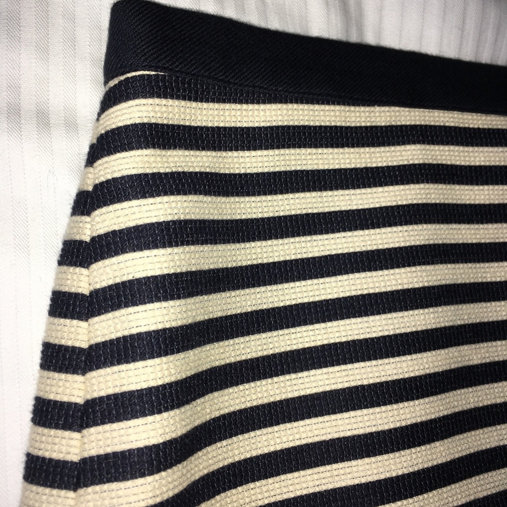 Loft Navy/Beige Stripe Textured Skirt